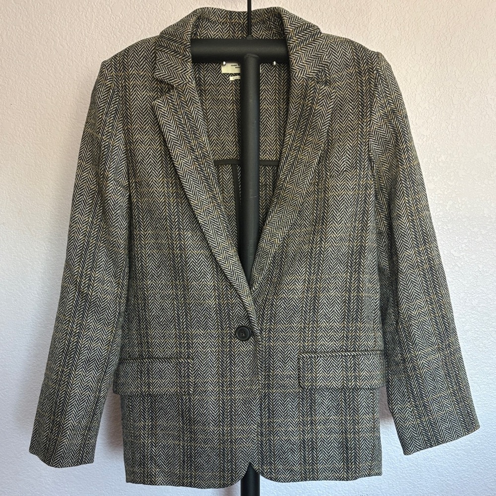 Isabel Marant Black, White and Yellow Wool Blazer